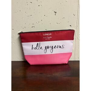 Clinique X Kate Spade Newyork Pink White Makeup bag Cosmetics hello Gorgeous